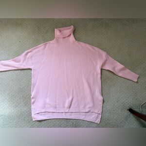 Chic Pink Boxy Turtleneck Sweater
